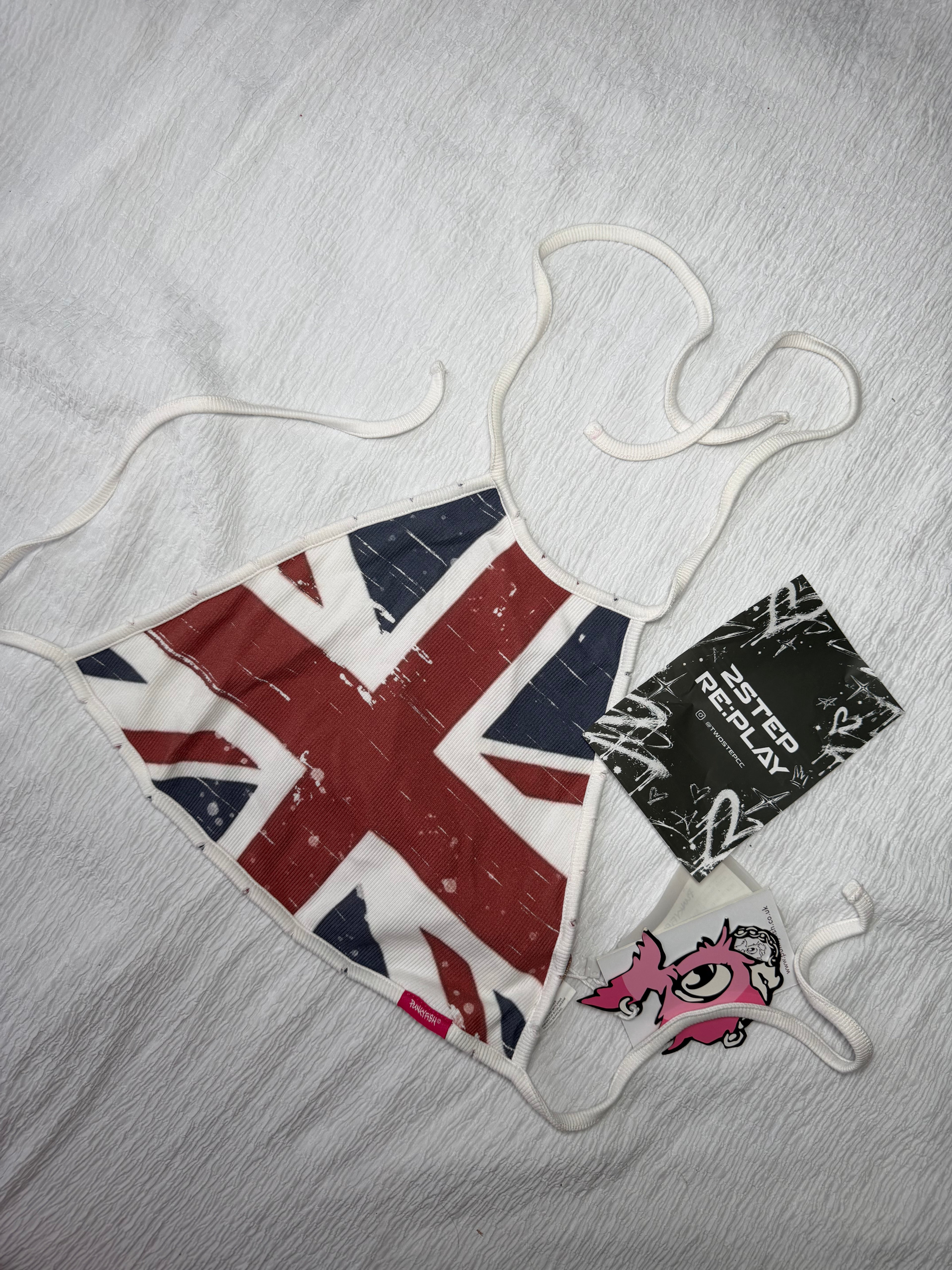 BRITNEY BRITISH FLAG HALTER TOP