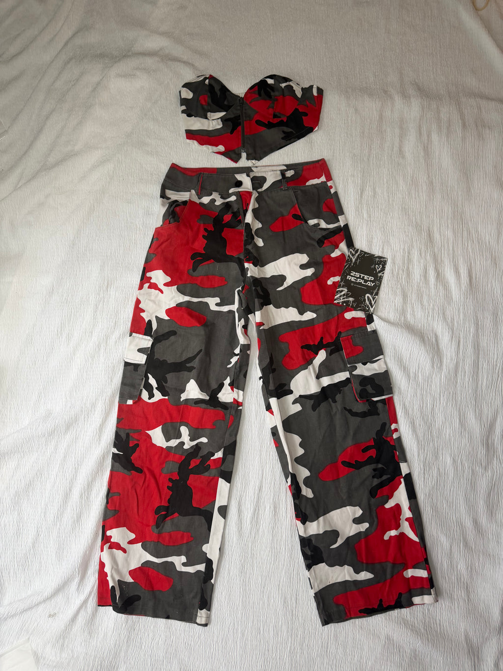 RED CAMO CARGO CO-ORD