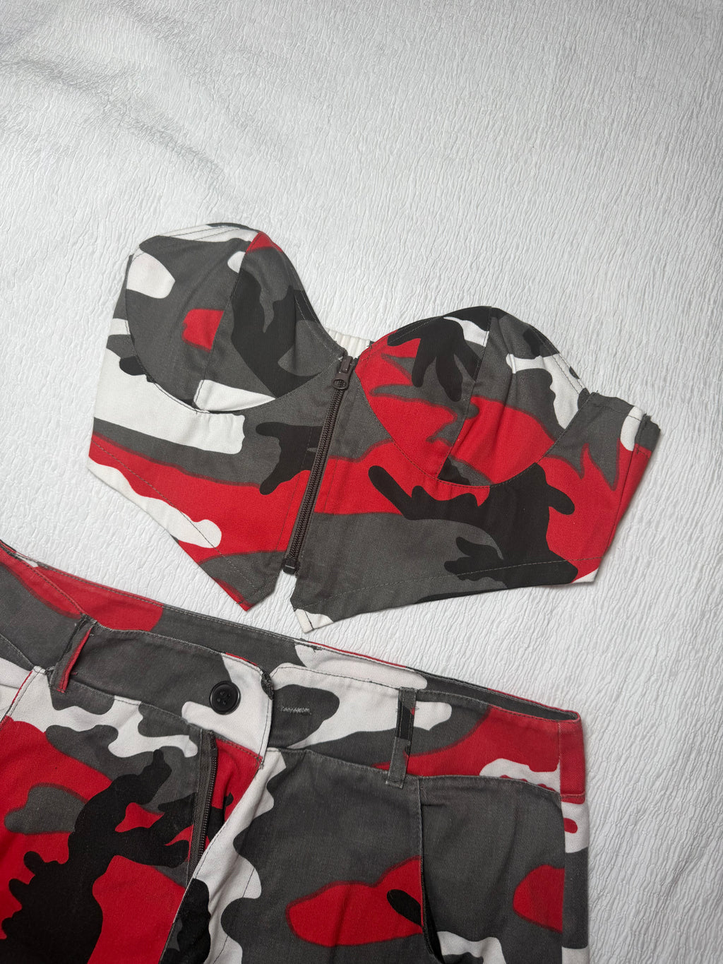 RED CAMO CARGO CO-ORD