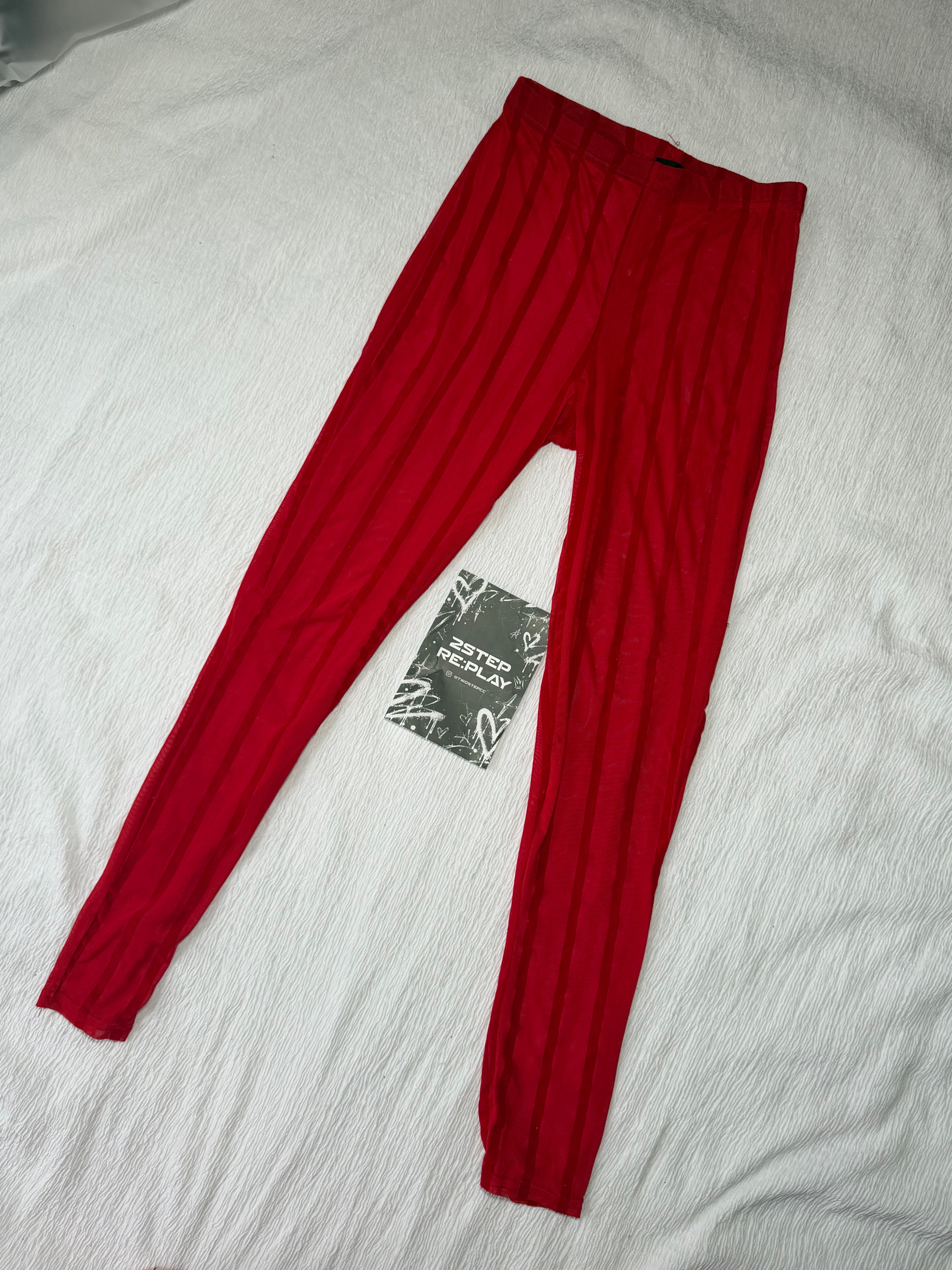 RED ALERT STRIPE MESH LEGGINGS