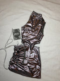 CHROME RUCHED CO-ORD – GUNMETAL
