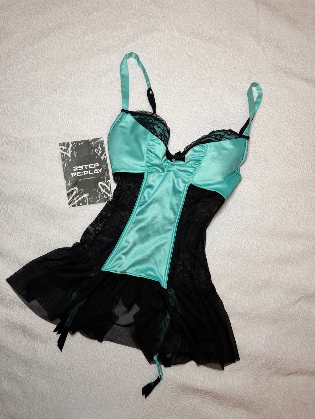 AQUA DREAM SATIN & LACE BABYDOLL