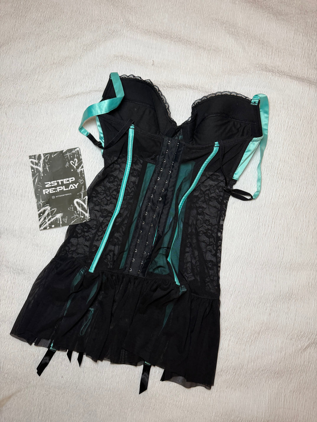 AQUA DREAM SATIN & LACE BABYDOLL