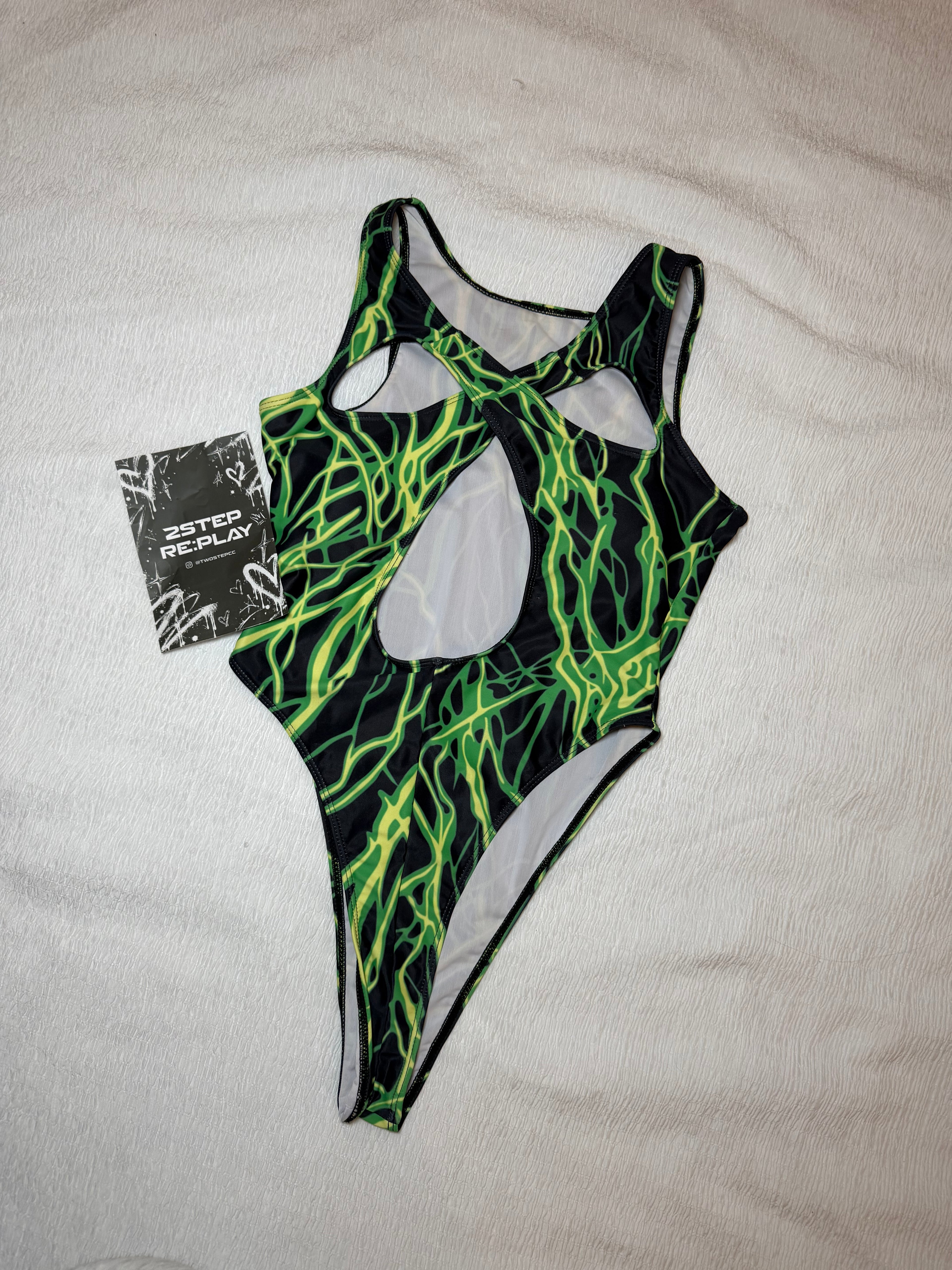 VENOM GREEN CUT-OUT SWIMSUIT
