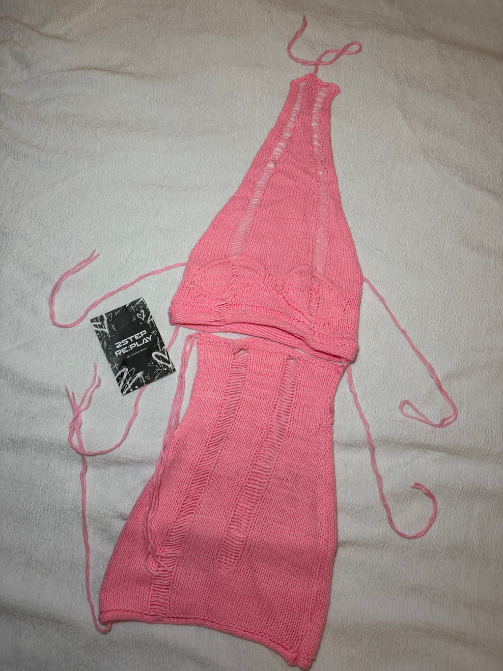 PINK PIXEL KNIT CORSET CO-ORD