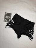 BLACKOUT LACE-UP CUT-OUT SHORTS